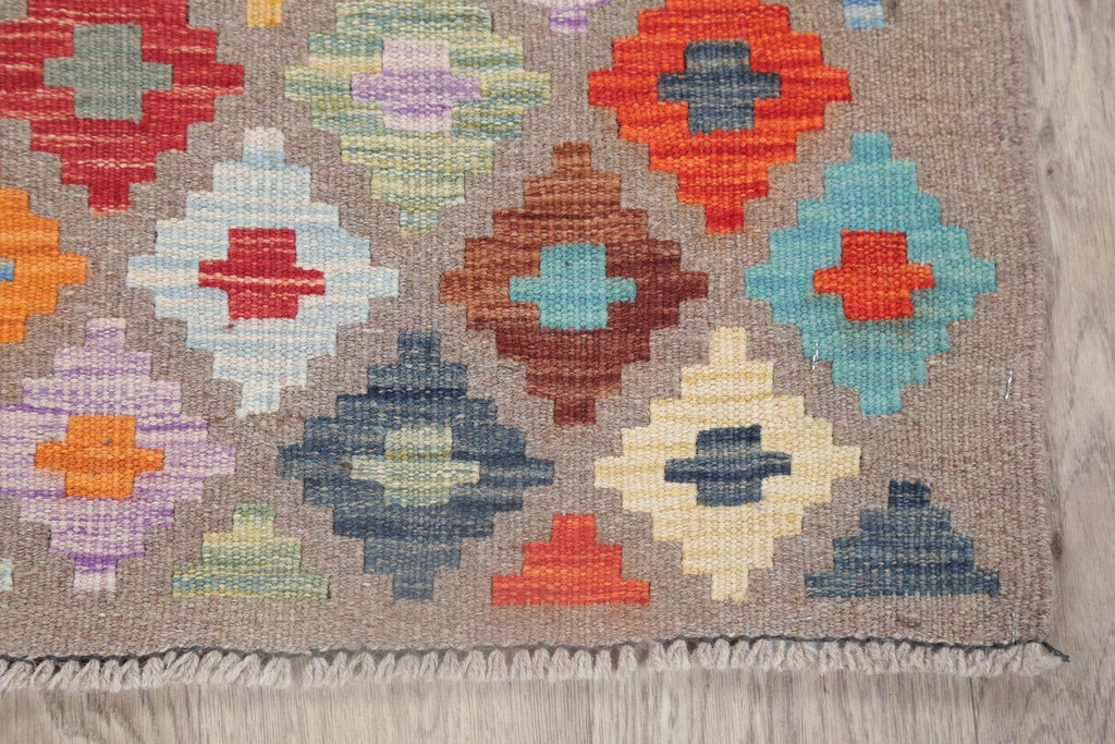 Flat-Woven Kilim Turkish Runner Rug 3x16