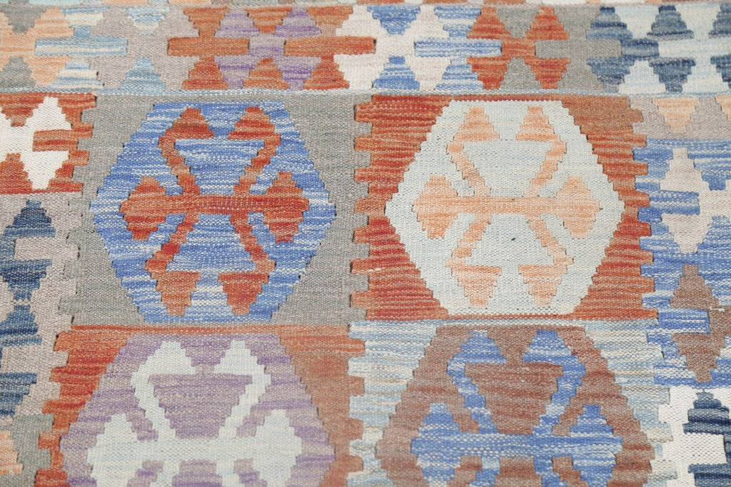 Flat-Woven Geometric Kilim Turkish Runner Rug 3x10