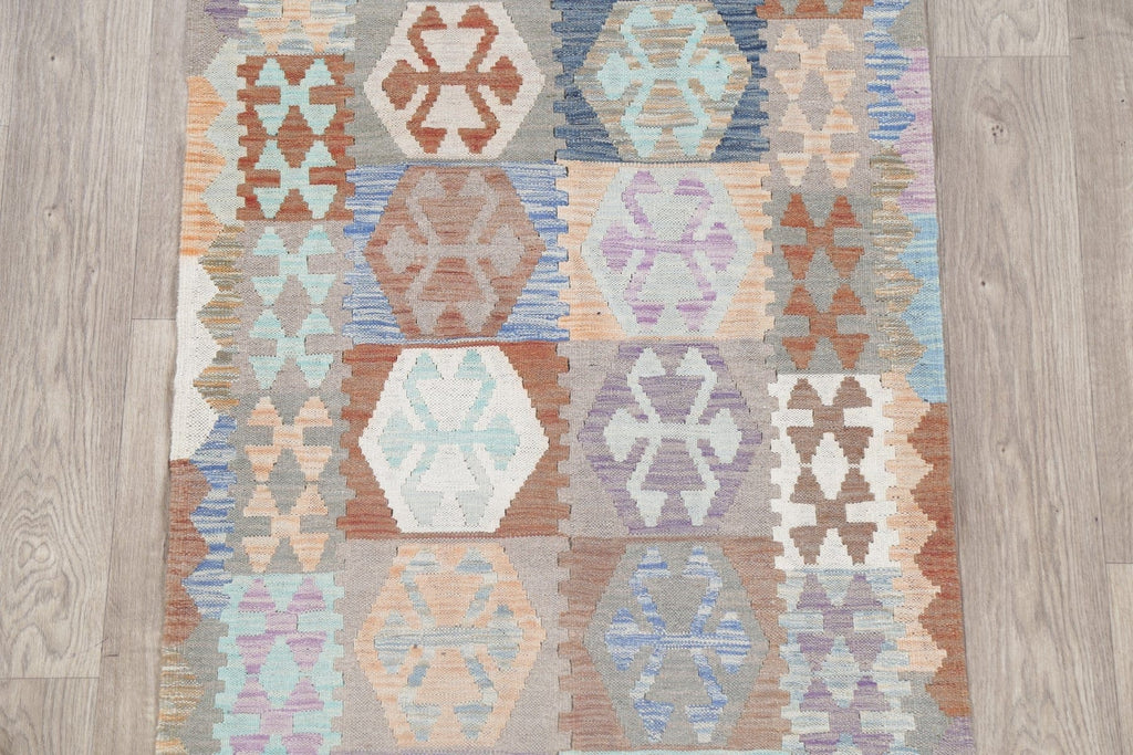 Flat-Woven Geometric Kilim Turkish Runner Rug 3x10