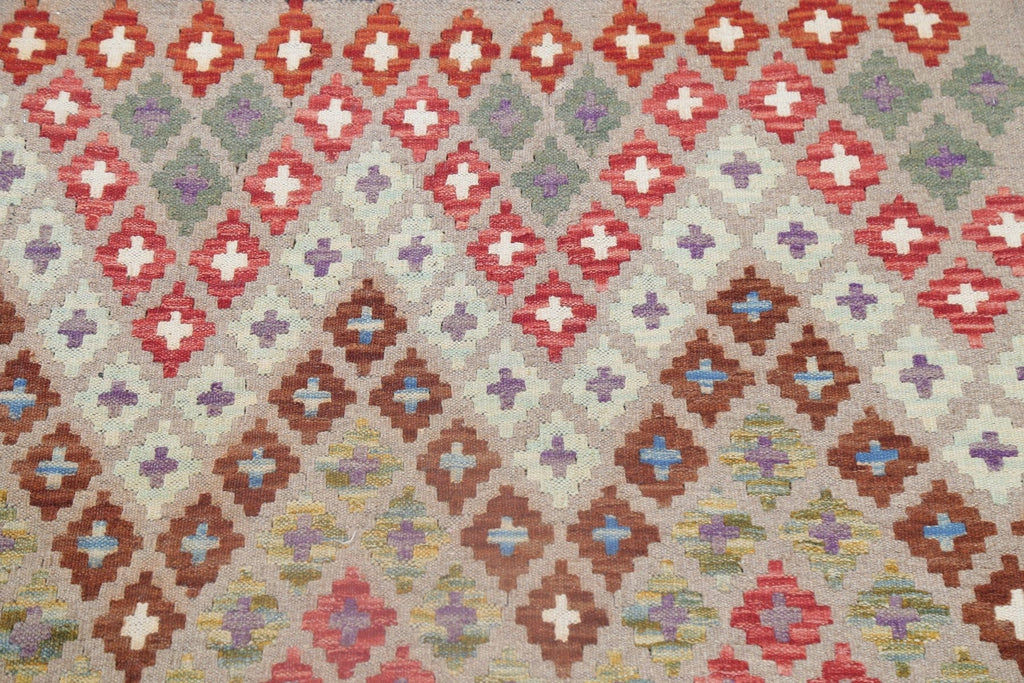 Flat-Woven Geometric Kilim Turkish Runner Rug 3x10