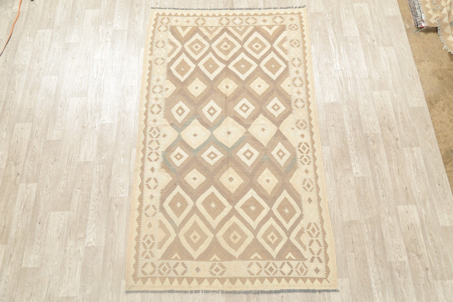 Flat-Woven Geometric Kilim Turkish Area Rug 5x8