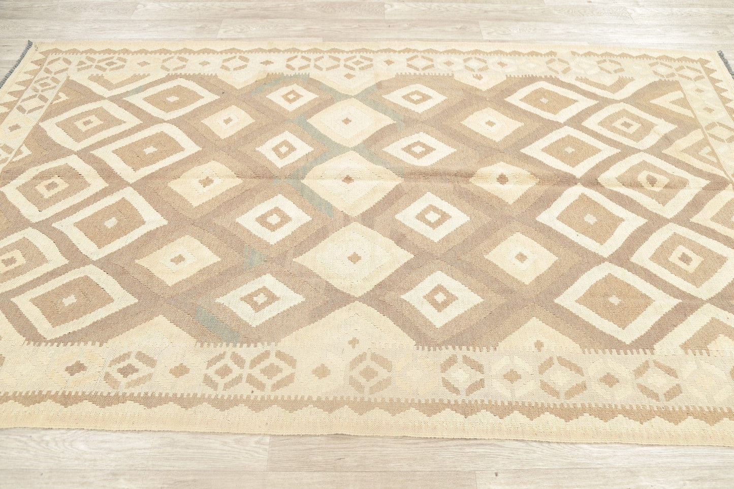 Flat-Woven Geometric Kilim Turkish Area Rug 5x8