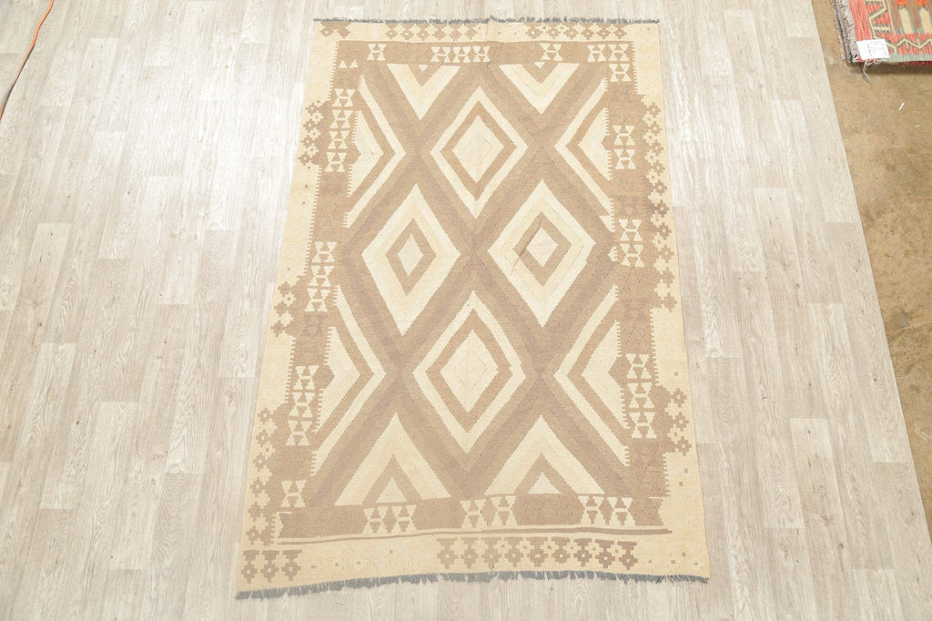 Flat-Woven Geometric Kilim Turkish Area Rug 5x8