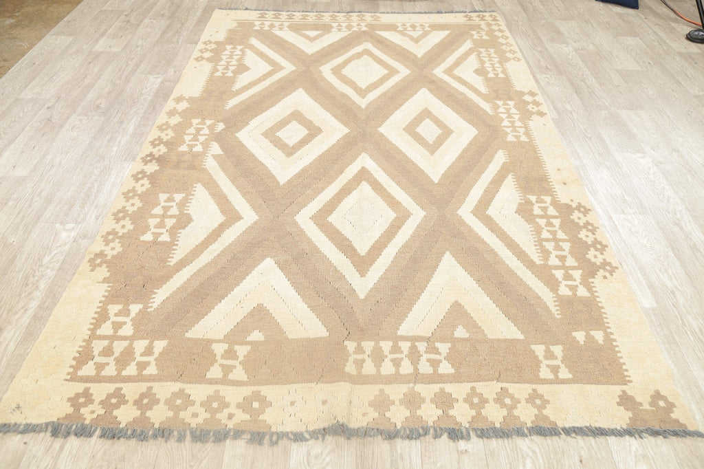 Flat-Woven Geometric Kilim Turkish Area Rug 5x8