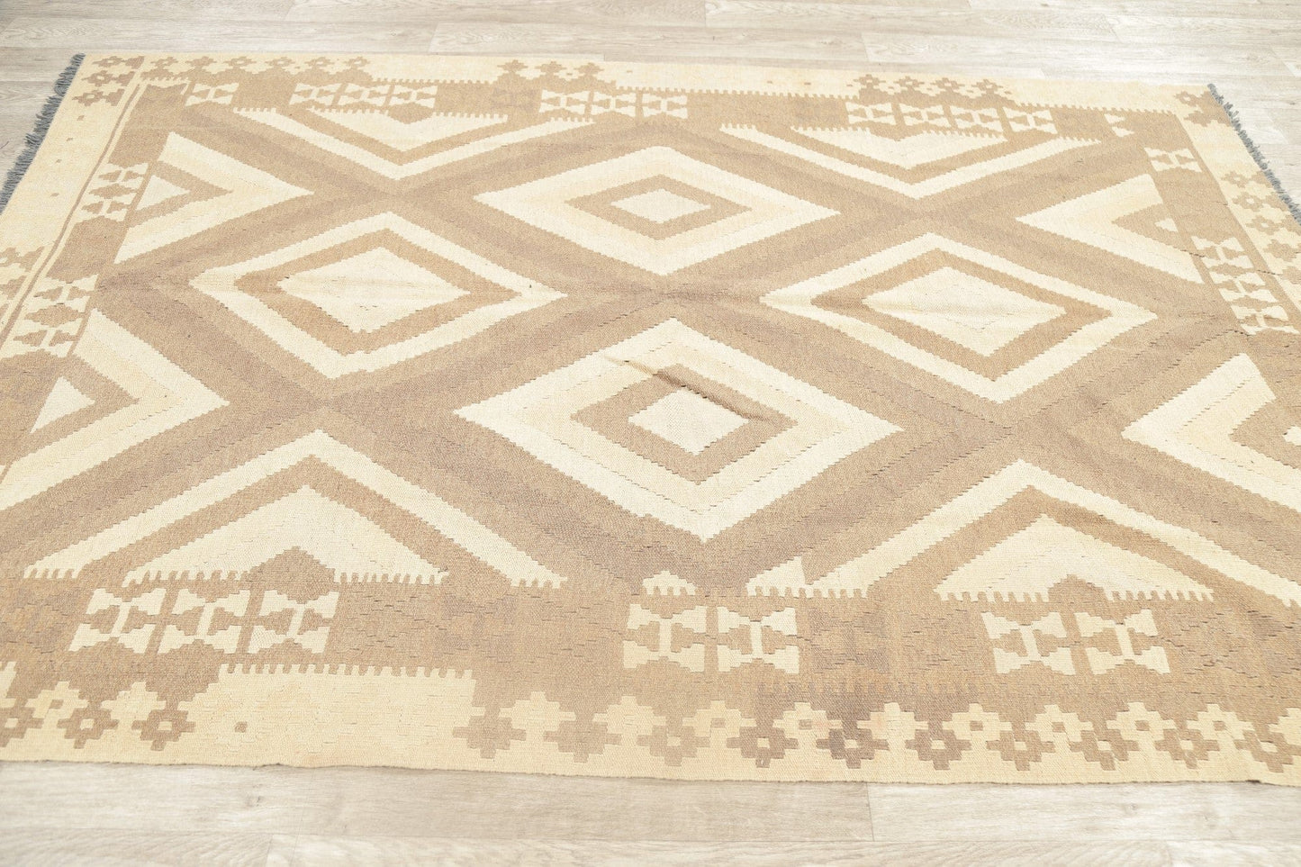 Flat-Woven Geometric Kilim Turkish Area Rug 5x8