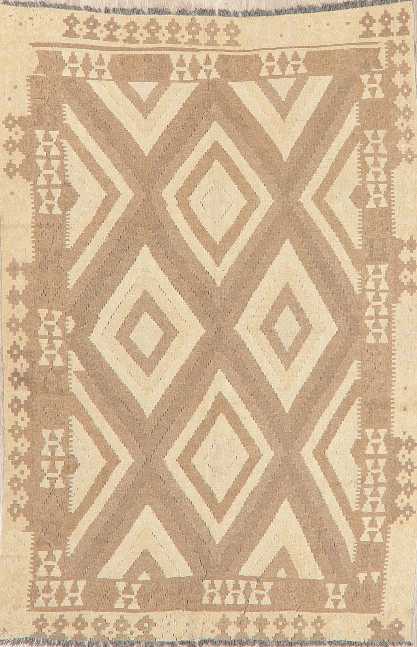 Flat-Woven Geometric Kilim Turkish Area Rug 5x8