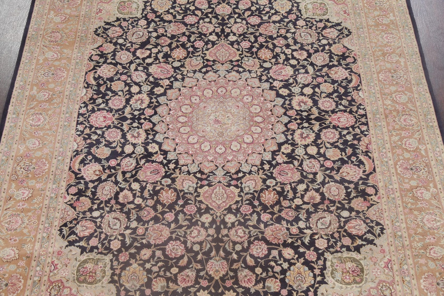 Black Floral Tabriz Oriental Area Rug 8x10