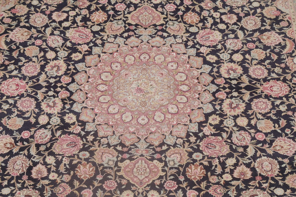 Black Floral Tabriz Oriental Area Rug 8x10