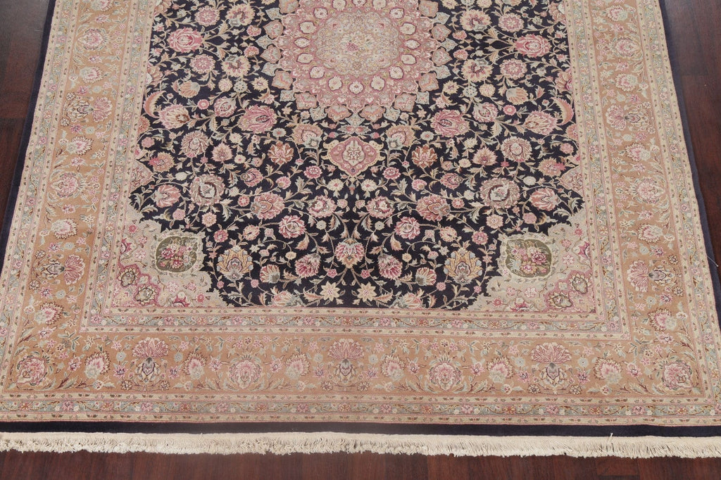 Black Floral Tabriz Oriental Area Rug 8x10