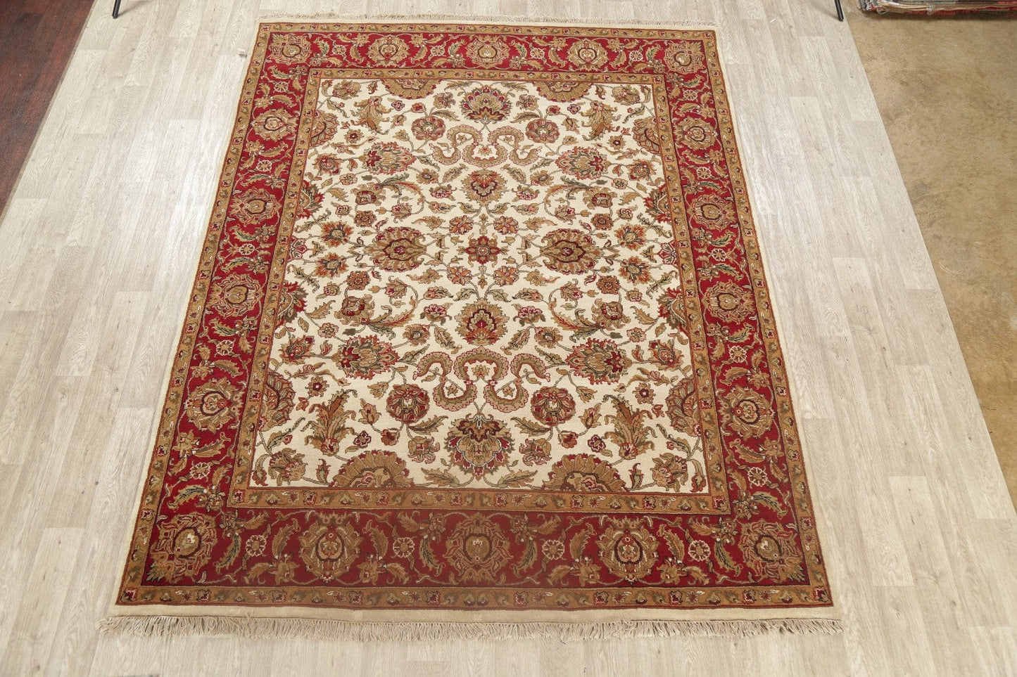 All-Over Floral Ivory Agra Oriental Area Rug 8x10