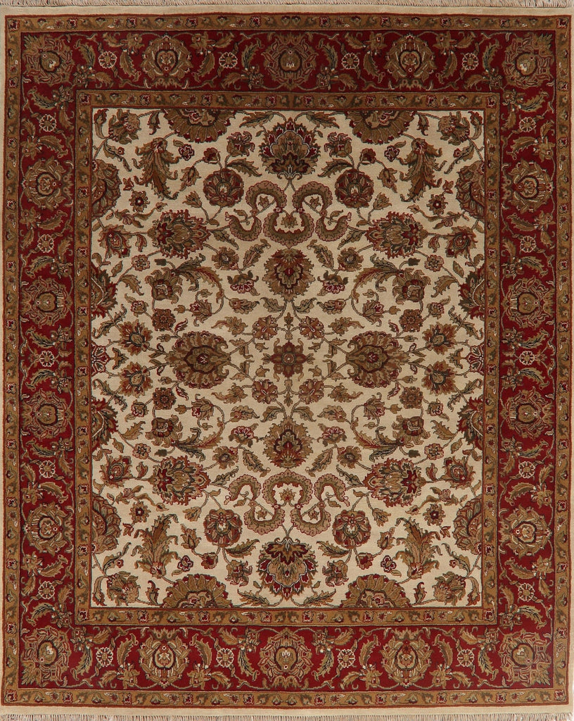 All-Over Floral Ivory Agra Oriental Area Rug 8x10