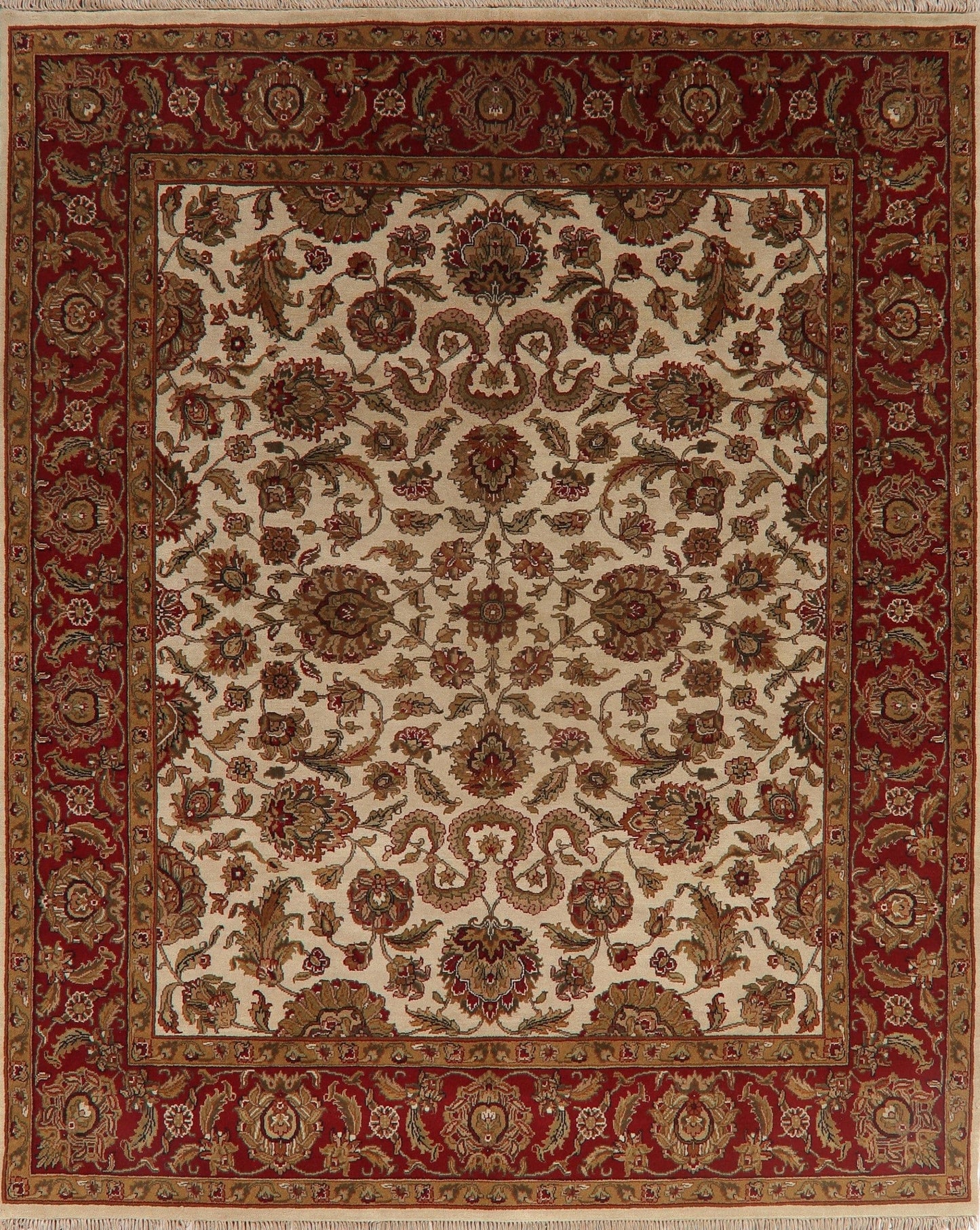 All-Over Floral Ivory Agra Oriental Area Rug 8x10