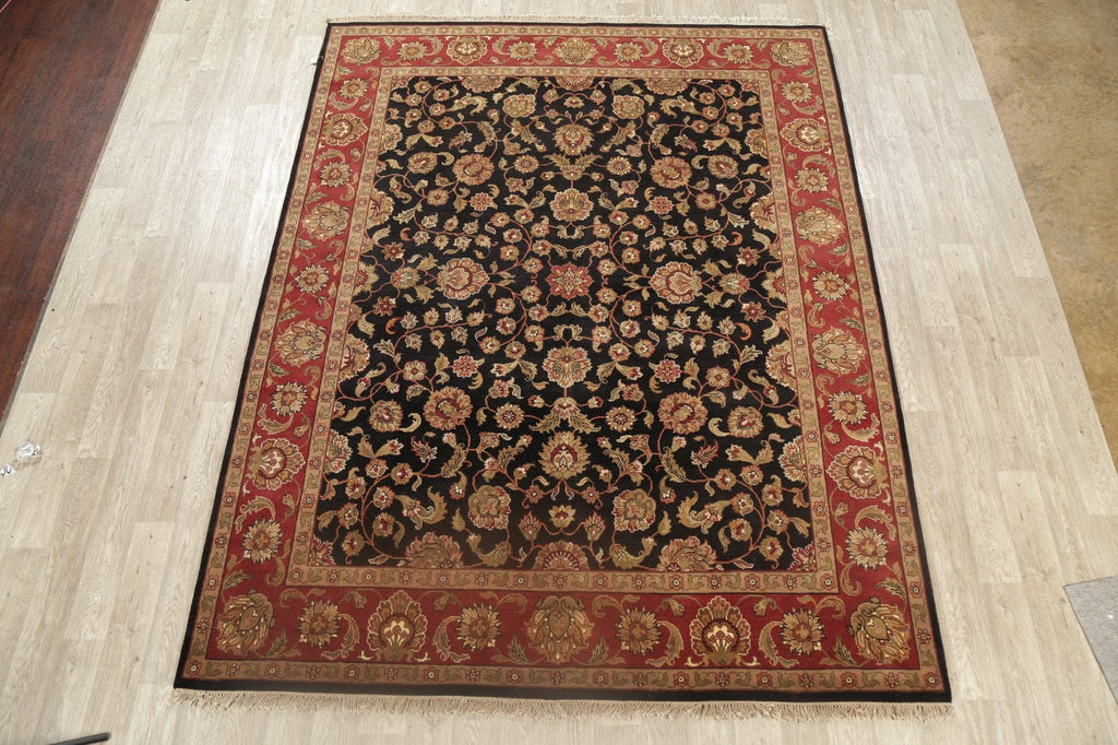 Black Floral All-Over Agra Oriental Area Rug 8x10