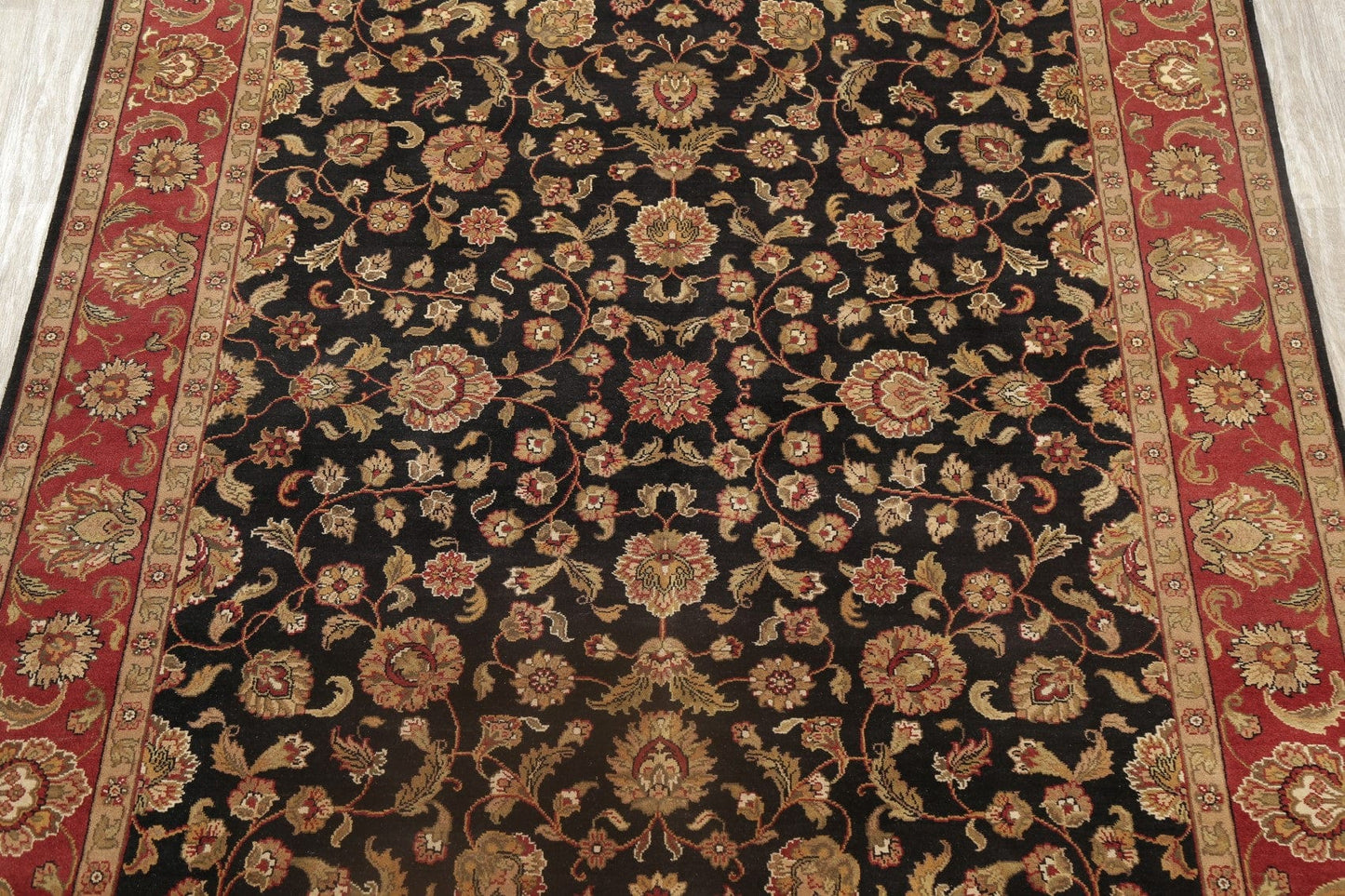 Black Floral All-Over Agra Oriental Area Rug 8x10