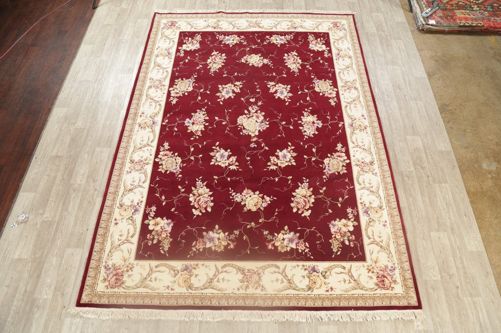 Floral Red Aubusson Oriental Area Rug 8x12