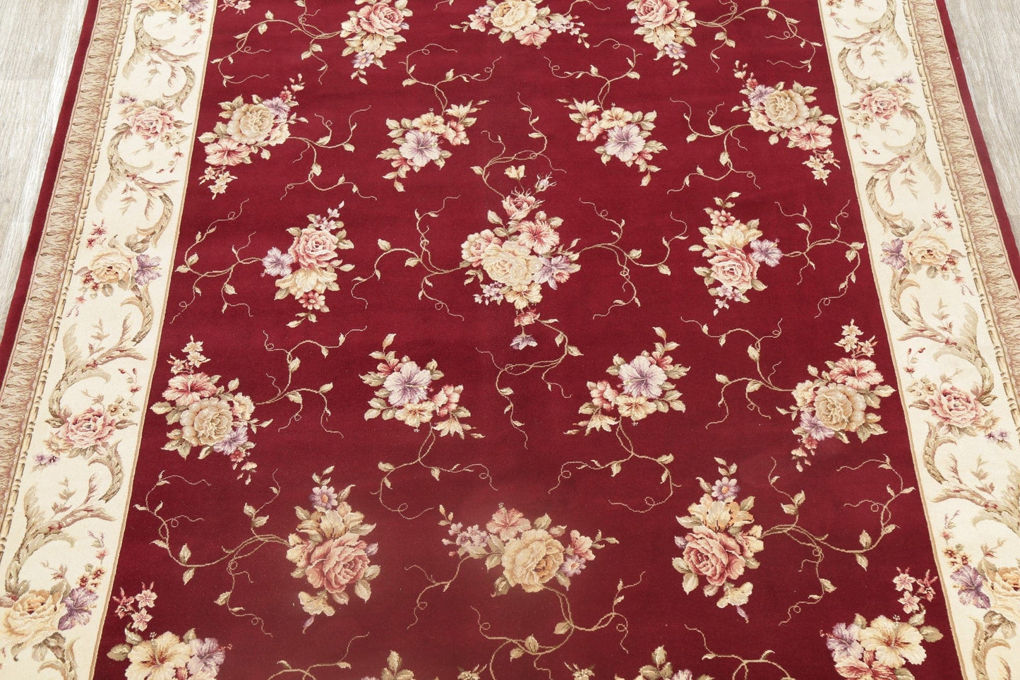 Floral Red Aubusson Oriental Area Rug 8x12