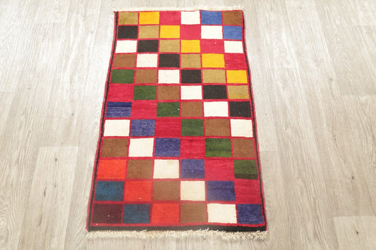 Checked Gabbeh Shiraz Persian Area Rug 2x3