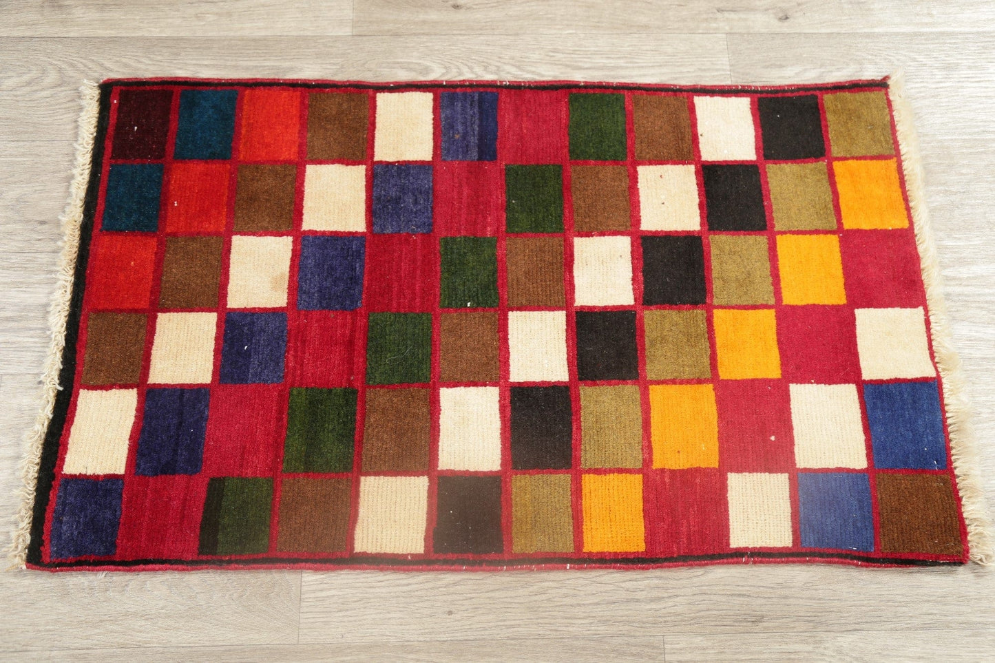 Checked Gabbeh Shiraz Persian Area Rug 2x3