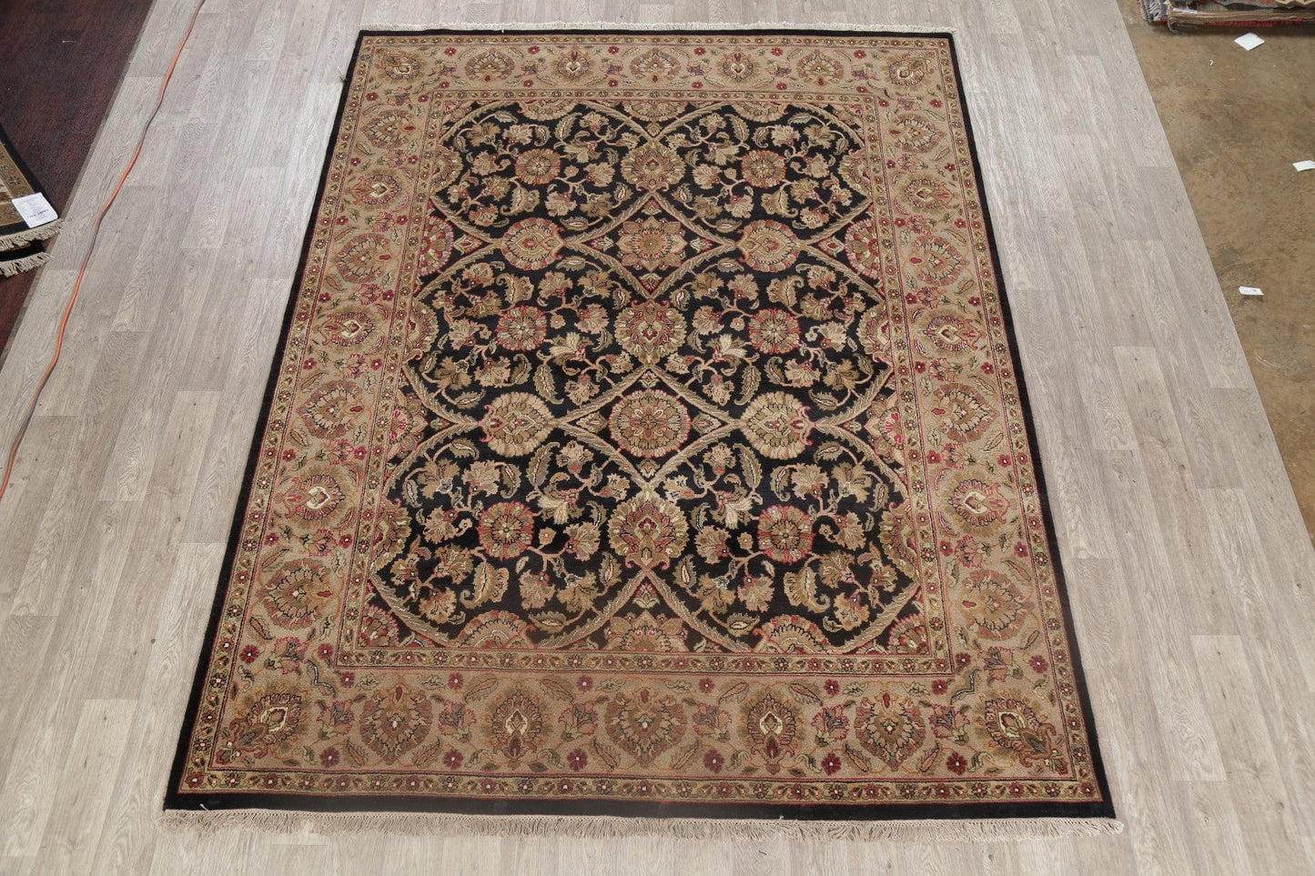 Black Floral Agra Oriental Area Rug 8x10