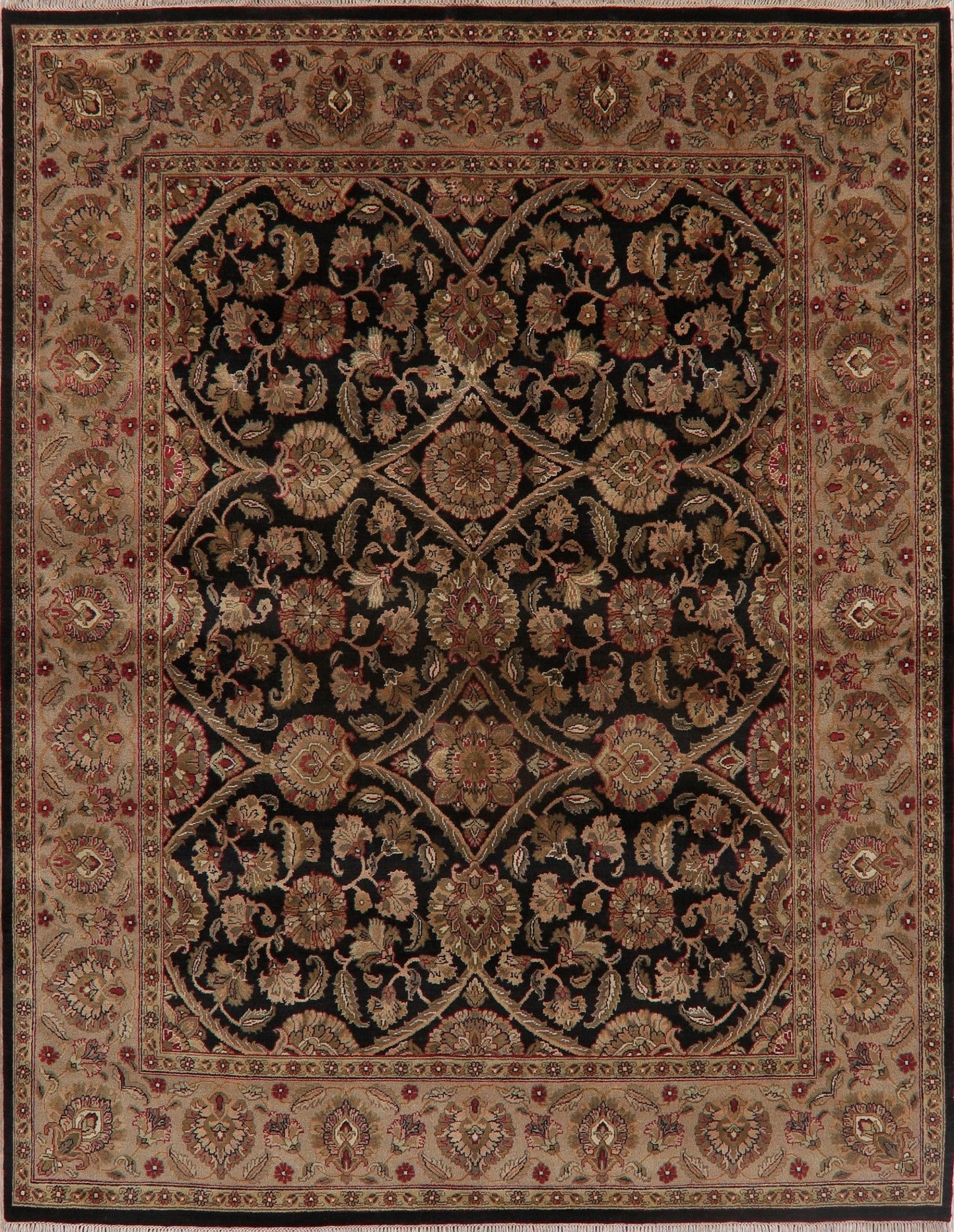 Black Floral Agra Oriental Area Rug 8x10