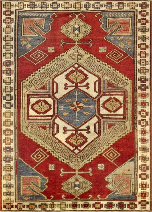 Vintage Kazak Collection Rust Lamb's Wool Area Rug- 4' 1" X 5' 9"