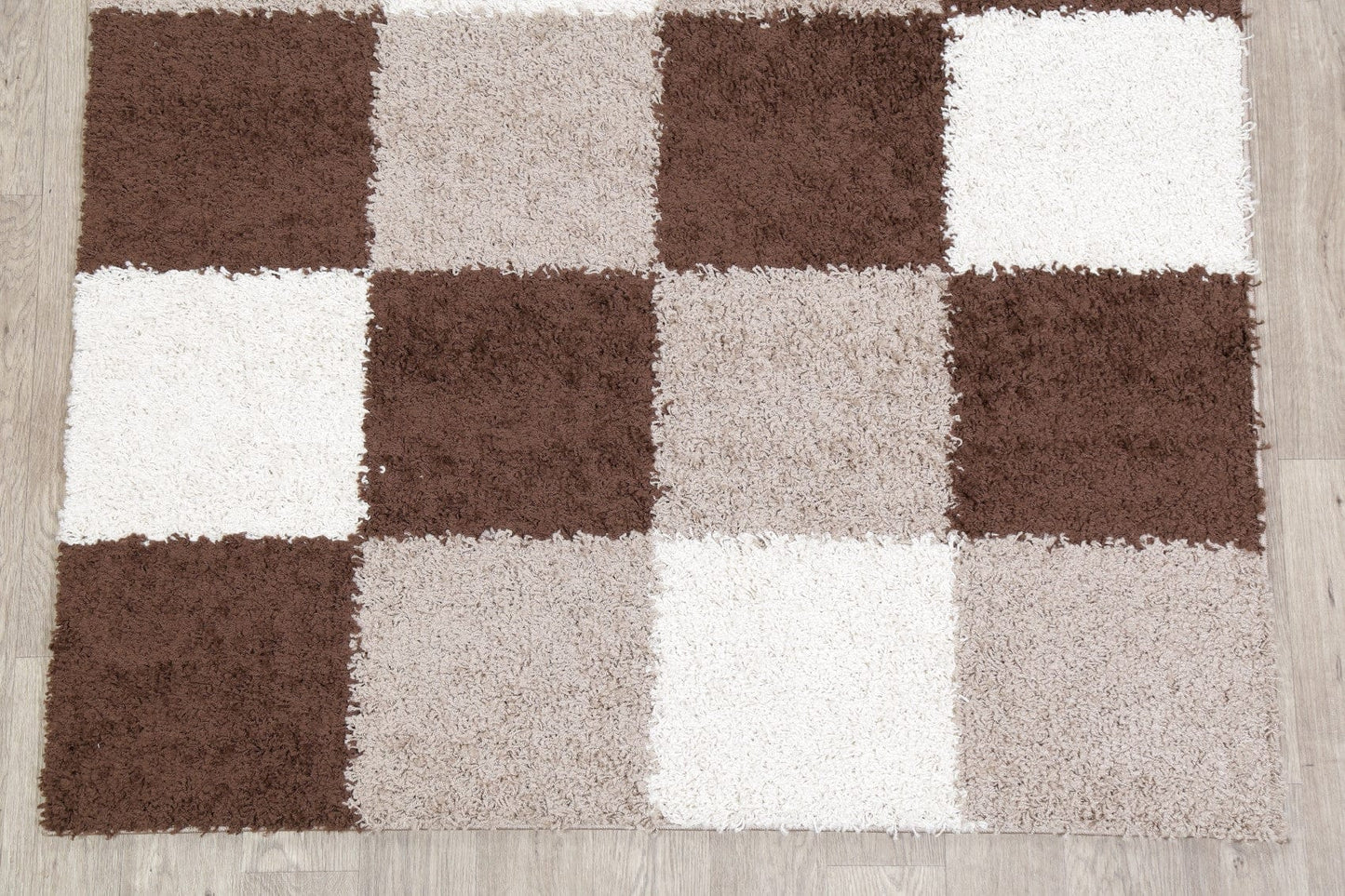 Multi-Colored Checked Shaggy Area Rug 5x7