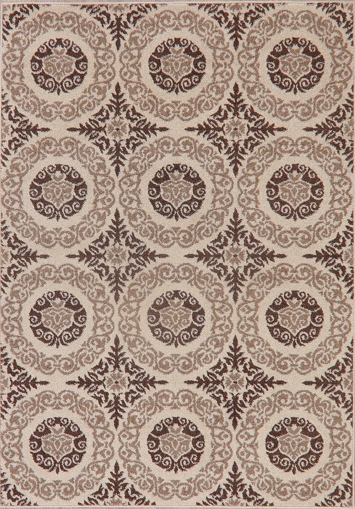 Beige Art & Craft Modern Area Rug 5x7