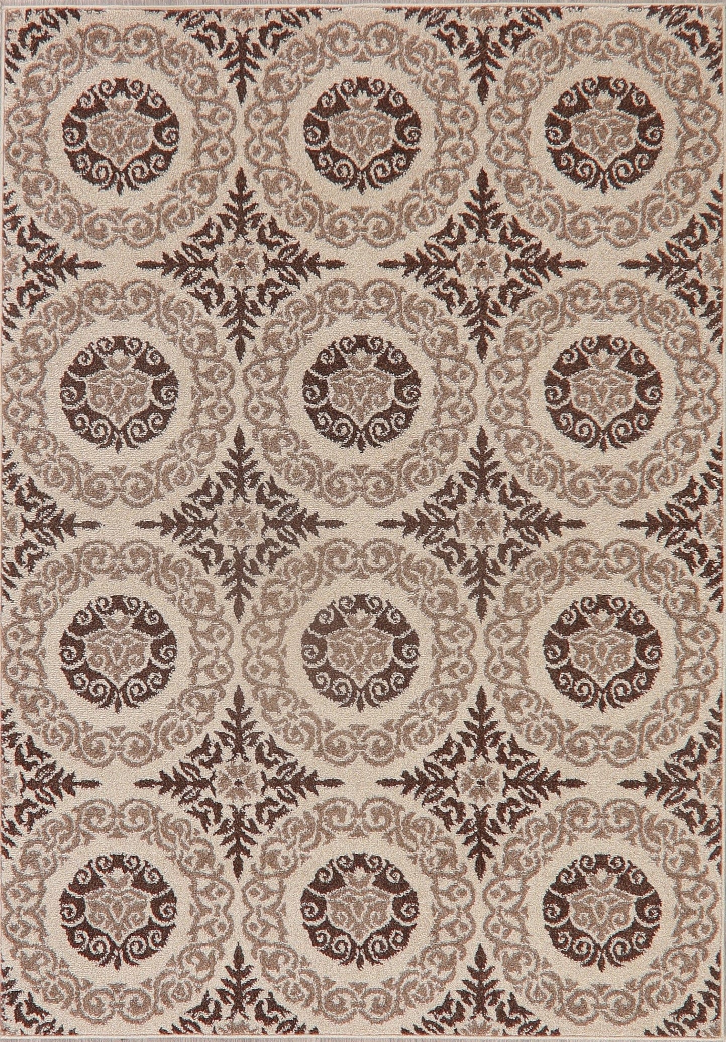 Beige Art & Craft Modern Area Rug 5x7