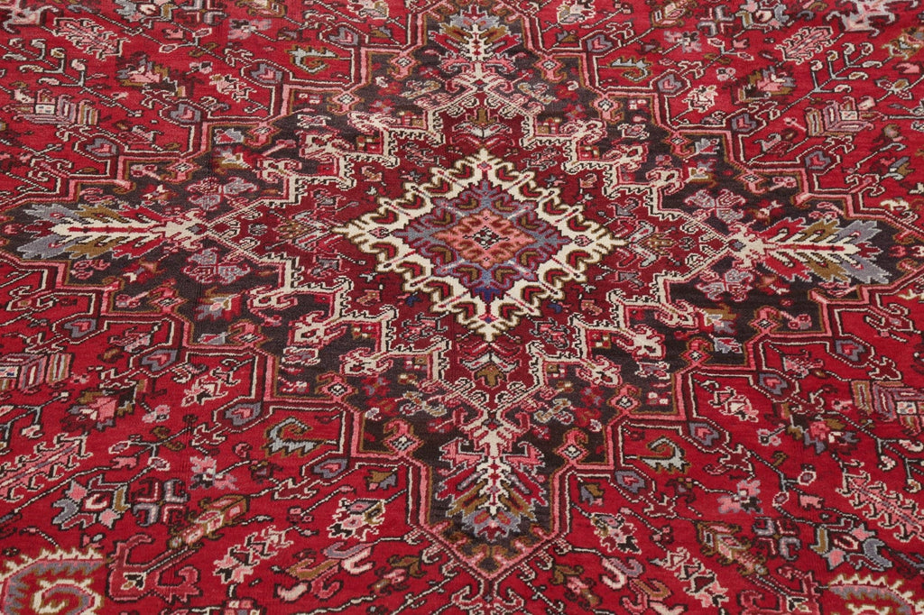 Vintage Geometric Red Heriz Persian Area Rug 10x14