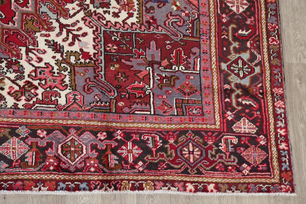 Vintage Geometric Red Heriz Persian Area Rug 10x14