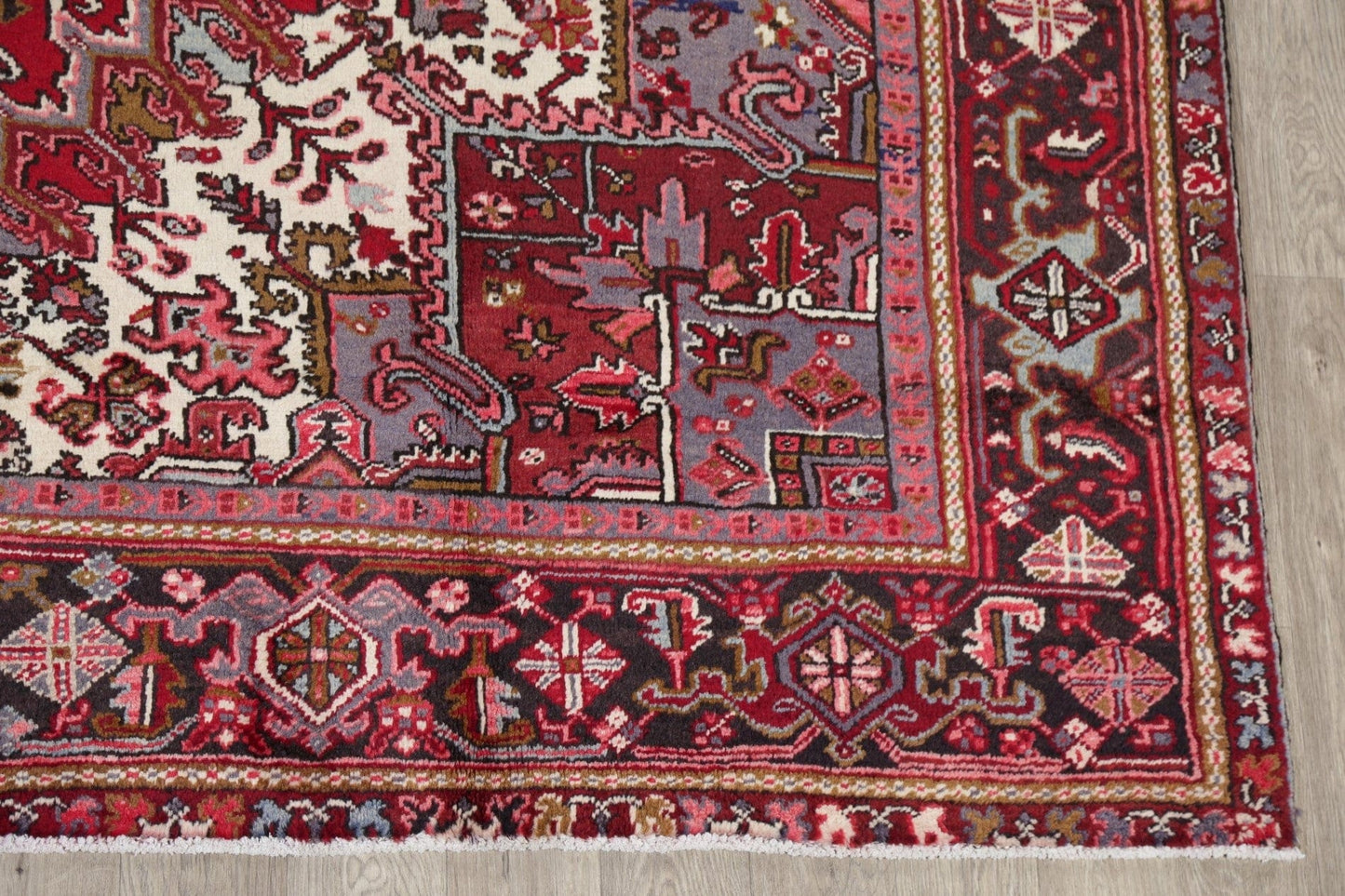 Vintage Geometric Red Heriz Persian Area Rug 10x14