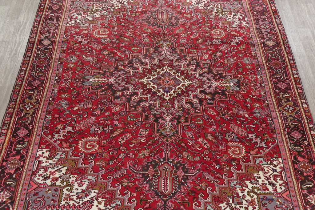 Vintage Geometric Red Heriz Persian Area Rug 10x14