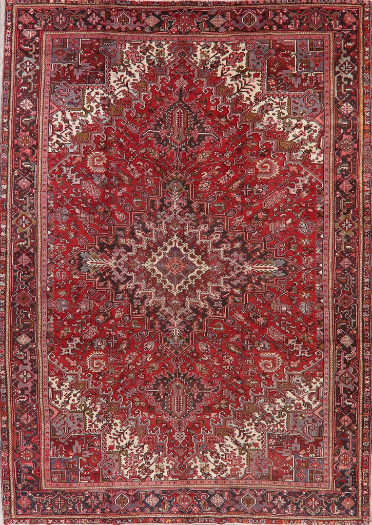 Vintage Geometric Red Heriz Persian Area Rug 10x14