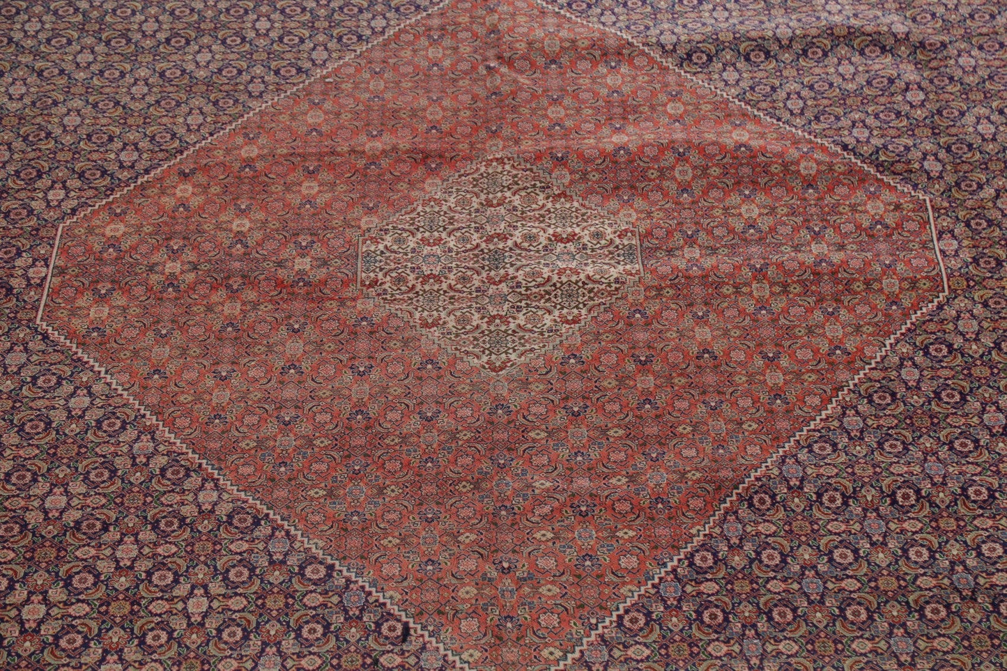 Antique Vegetable Dye Geometric Tabriz Persian Rug 13x19