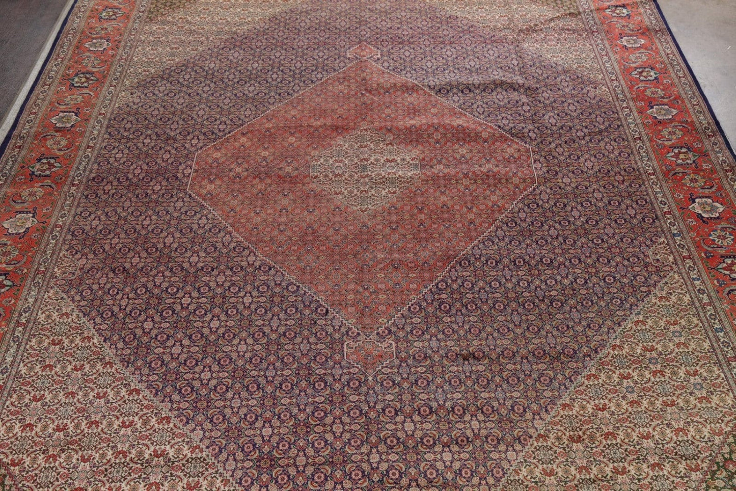 Antique Vegetable Dye Geometric Tabriz Persian Rug 13x19