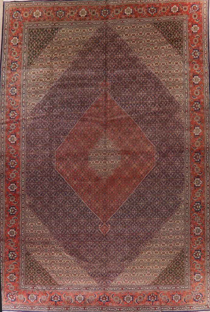 Antique Vegetable Dye Geometric Tabriz Persian Rug 13x19