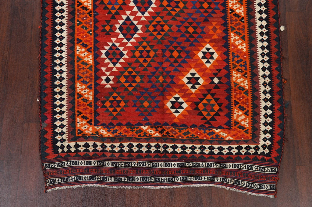 Vintage Geometric Kilim Qashqai Persian Area Rug 5x10