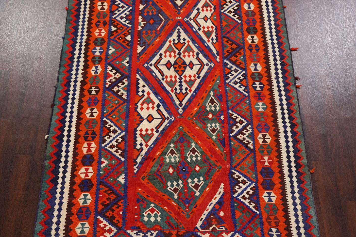 Vintage Geometric Kilim Qashqai Persian Area Rug 5x10