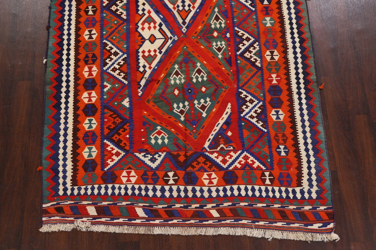 Vintage Geometric Kilim Qashqai Persian Area Rug 5x10