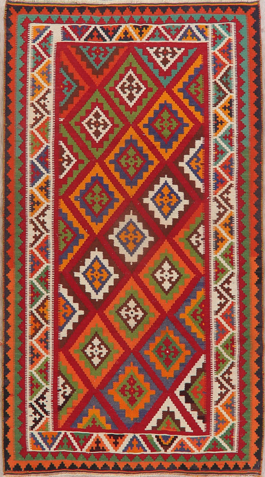 Vegetable Dye Geometric Kilim Qashqai Persian Area Rug 5x8