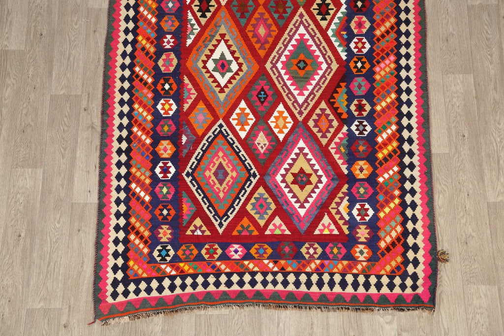 Wool & Silk Vegetable Dye Kilim Qashqai Persian Rug 5x12