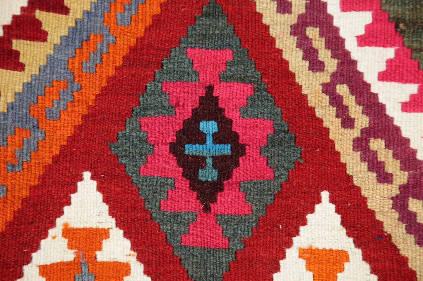 Wool & Silk Vegetable Dye Kilim Qashqai Persian Rug 5x12