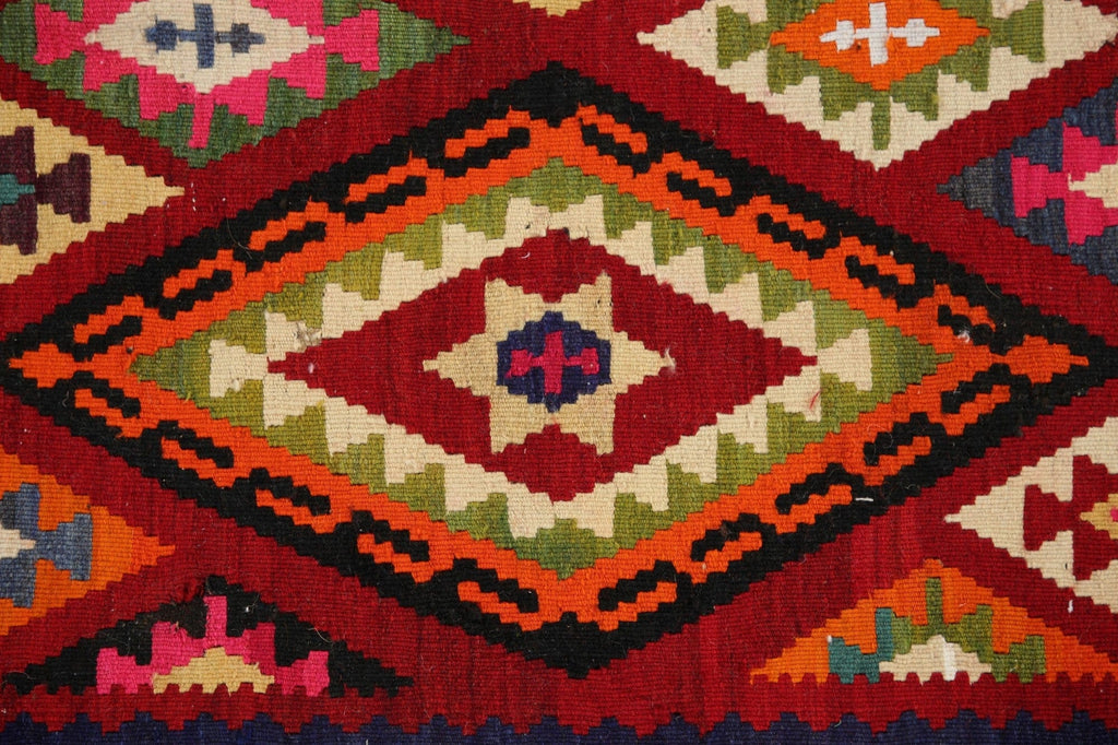 Wool & Silk Vegetable Dye Kilim Qashqai Persian Rug 5x12