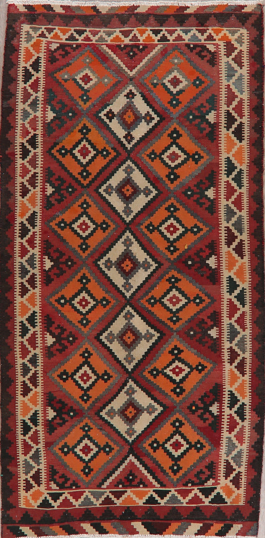 Vintage Geometric Kilim Qashqai Persian Area Rug 5x9
