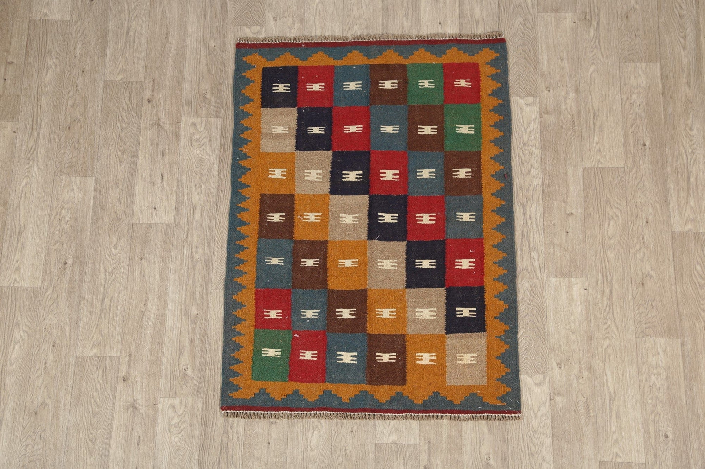 Flat-woven Oriental Kilim Area Rug Wool 3x5