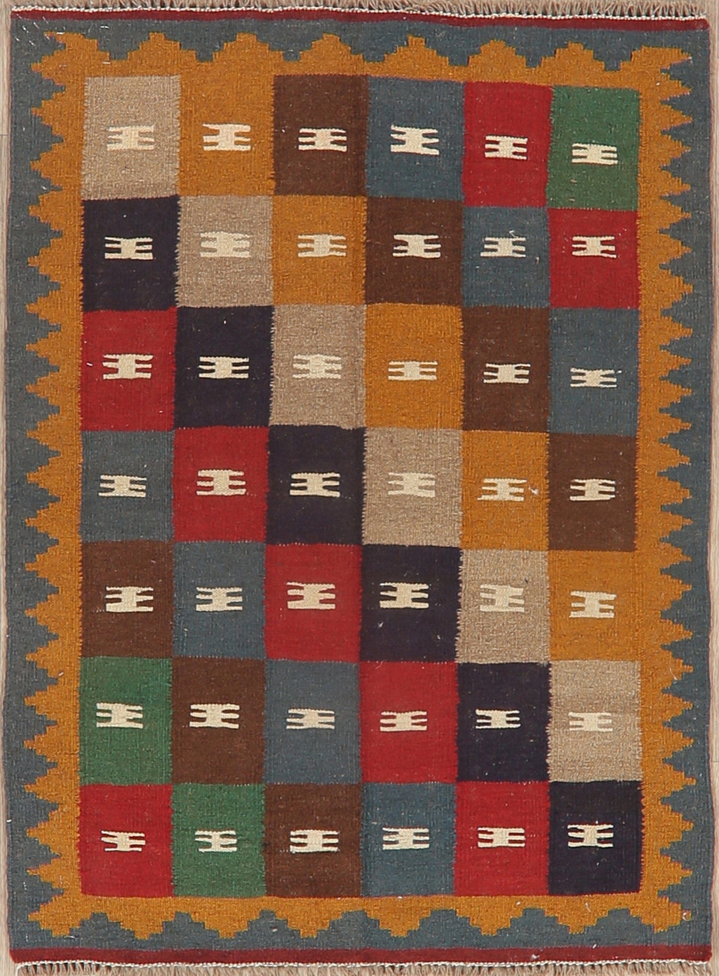 Flat-woven Oriental Kilim Area Rug Wool 3x5