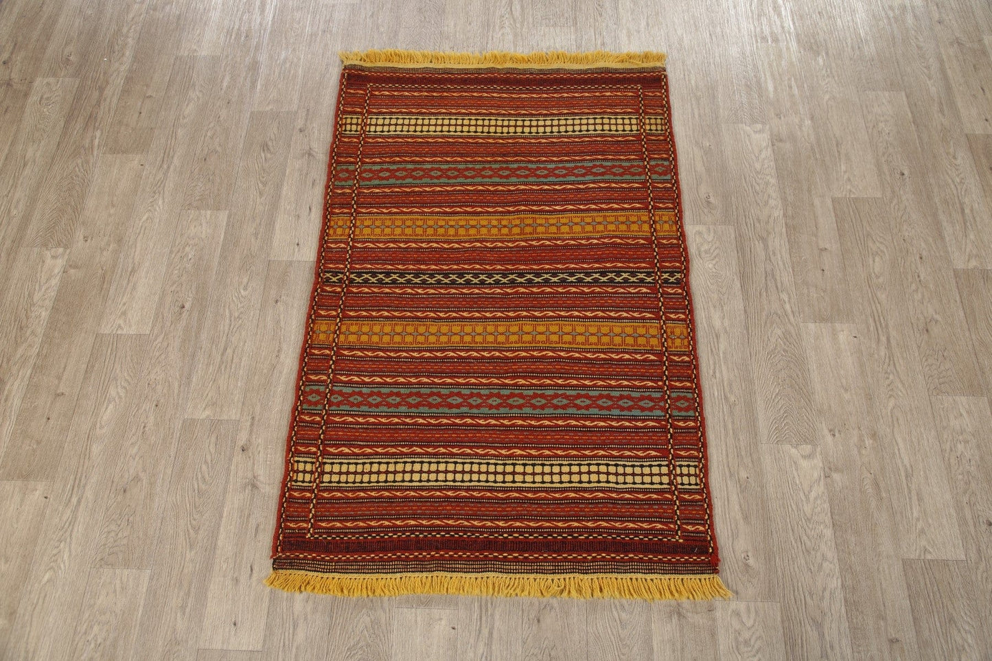 Flat-Woven Striped Kilim Turkish Area Rug 3x5