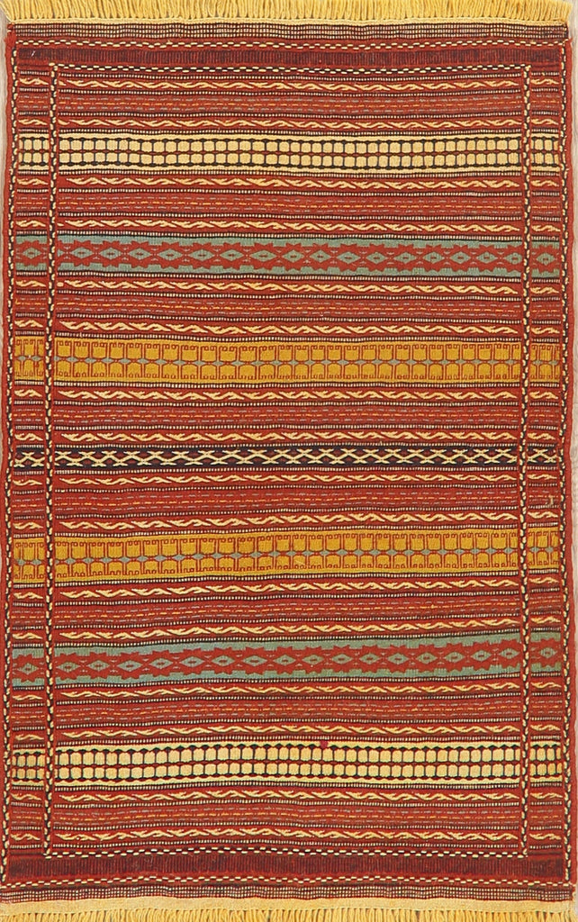 Flat-Woven Striped Kilim Turkish Area Rug 3x5