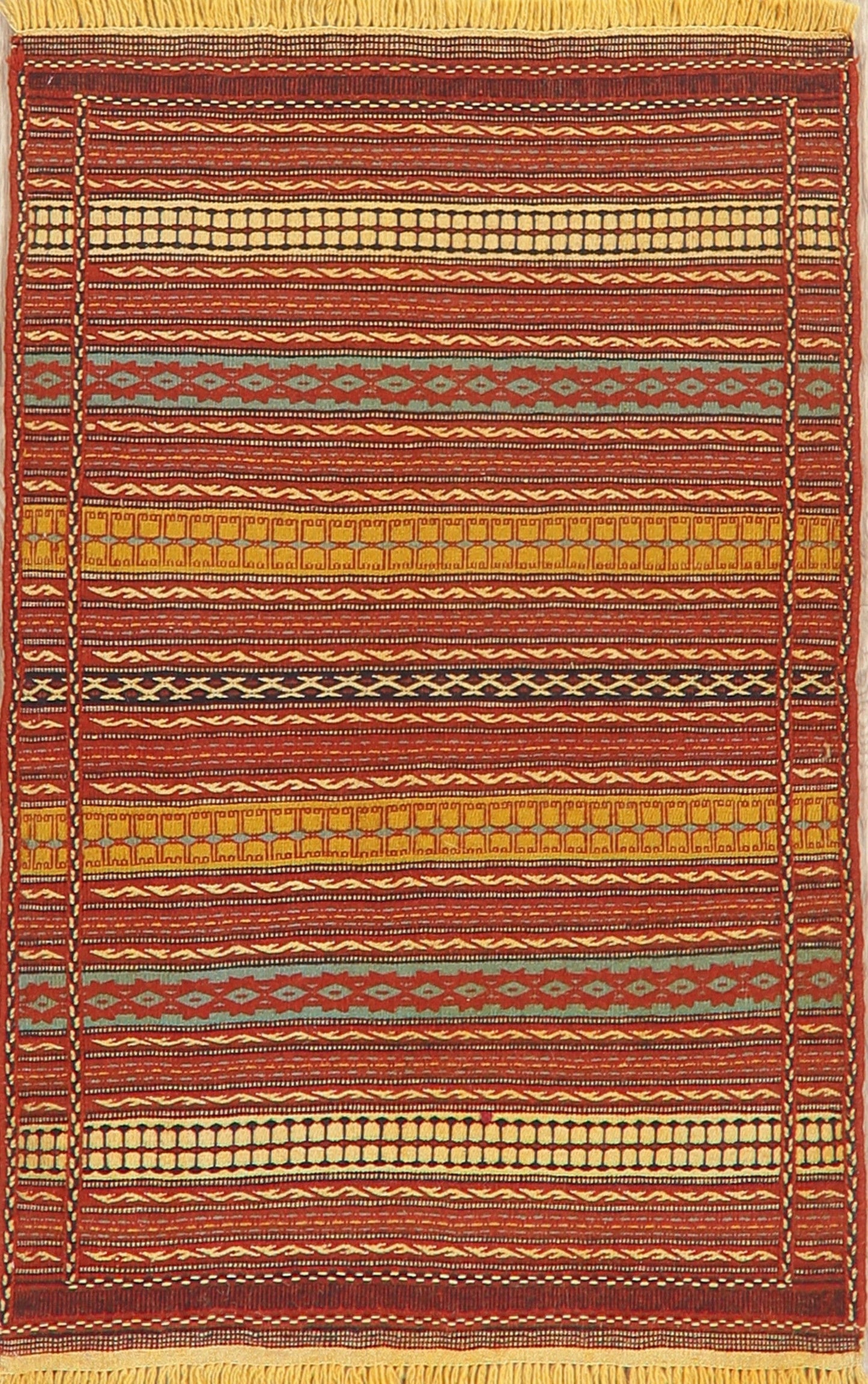 Flat-Woven Striped Kilim Turkish Area Rug 3x5