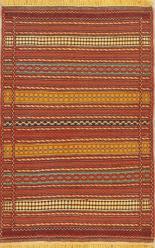 Flat-Woven Striped Kilim Turkish Area Rug 3x5